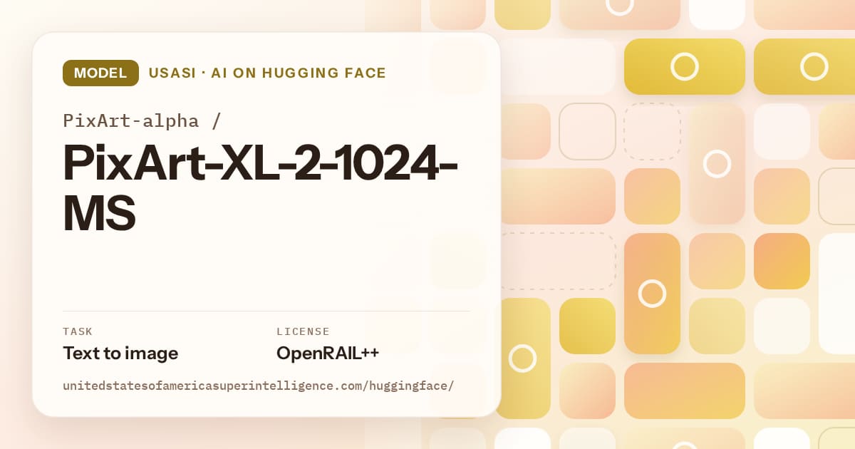 Generated gold tile-mosaic artwork for the model PixArt-alpha/PixArt-XL-2-1024-MS, labeled USASI · AI on Hugging Face, with Task: Text to image · License: OpenRAIL++.