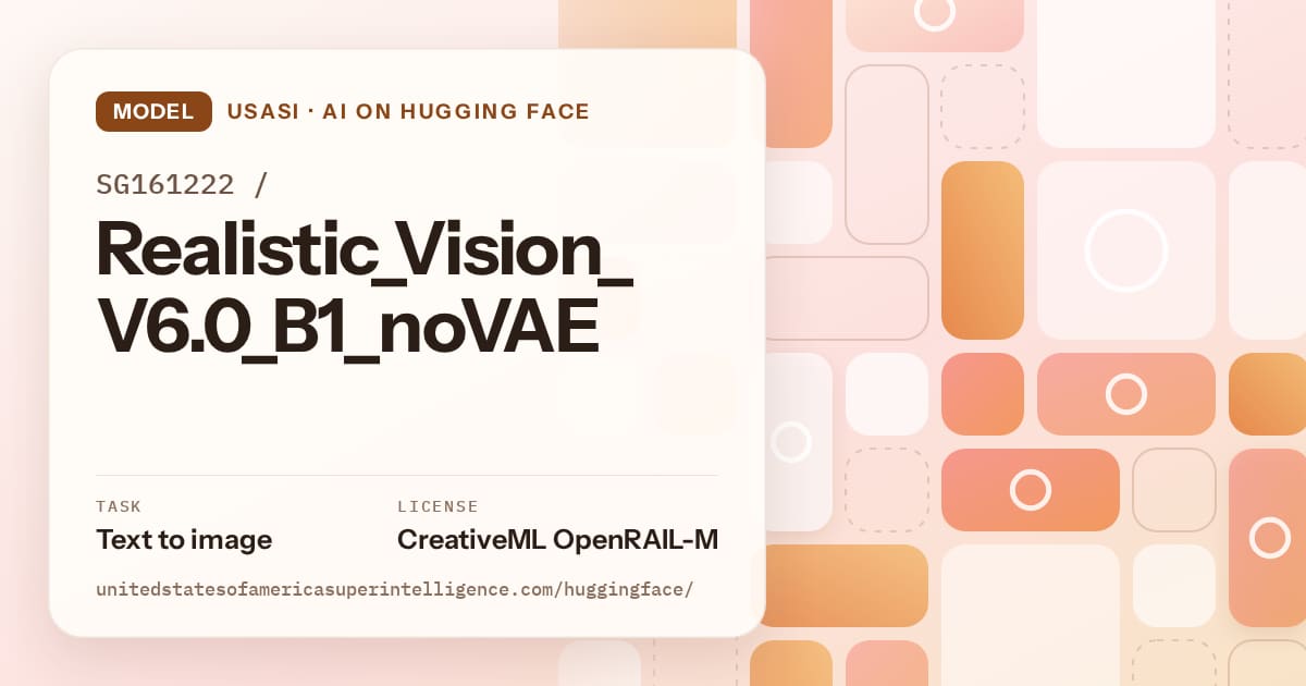 Generated orange tile-mosaic artwork for the model SG161222/Realistic_Vision_V6.0_B1_noVAE, labeled USASI · AI on Hugging Face, with Task: Text to image · License: CreativeML OpenRAIL-M.