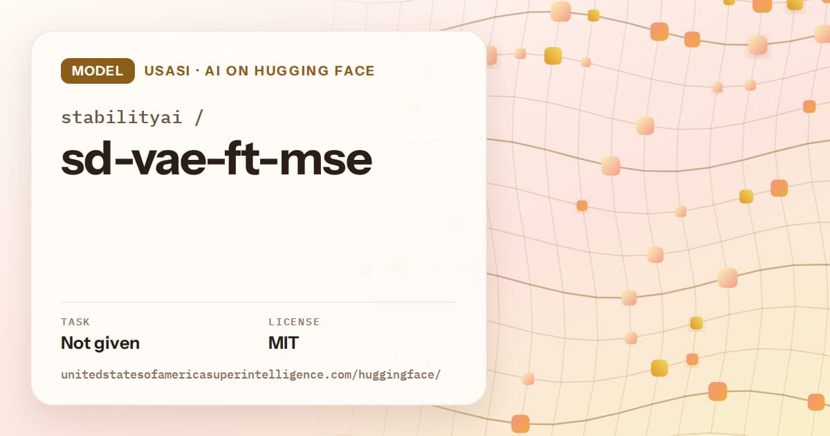 Generated amber wave-lattice artwork for the model stabilityai/sd-vae-ft-mse, labeled USASI · AI on Hugging Face, with Task: Not given · License: MIT.