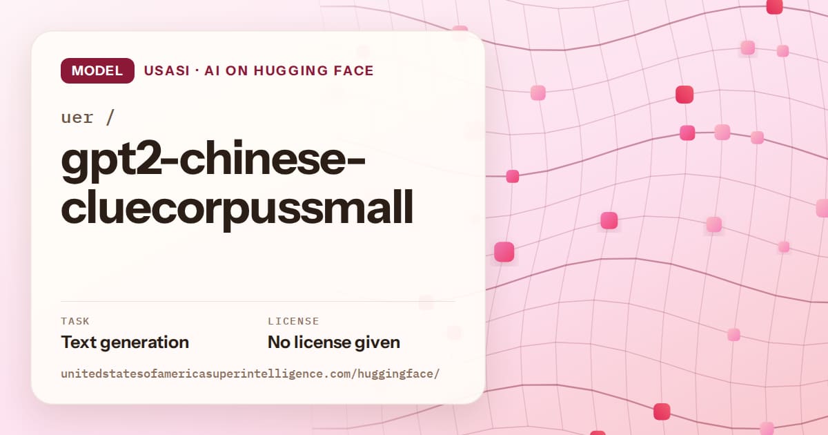 Generated rose wave-lattice artwork for the model uer/gpt2-chinese-cluecorpussmall, labeled USASI · AI on Hugging Face, with Task: Text generation · License: No license given.